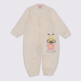 Macacão de Bebê Malha Abelhinha Zuum Yoyo Baby Creme