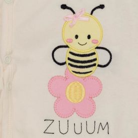 Macacão de Bebê Malha Abelhinha Zuum Yoyo Baby Creme