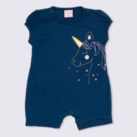 Macacão de Bebê Unicórnio Yoyo Baby Azul Marinho