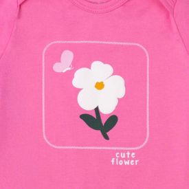 Macaquinho Bebê Menina Manga Curta Flor Yoyo Baby