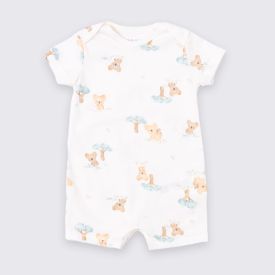 Macaquinho Bebê Menino Manga Curta Estampado Yoyo Baby Natural Estampado