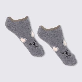 Meia Sapatilha Feminina Fleece Bulldog Camila Moretti - CINZA CLARO 34/39