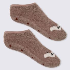 Meia Sapatilha Fleece Raposa Camila Moretti - BEGE ESCURO 34/39