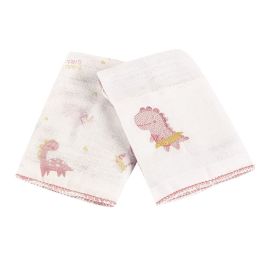 Pano De Boca Bordado Havan Baby - Dino Rosa 