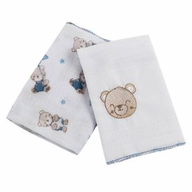 Pano De Boca Bordado Havan Baby - Teddy Azul