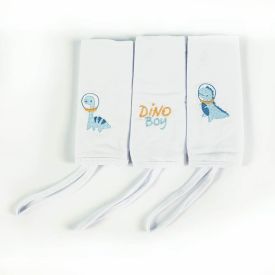 Pano De Boca Com Prendedor De Chupeta 3 Peças - Dino Azul