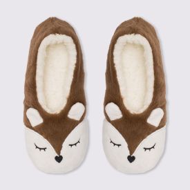 Pantufa Feminina Raposa Camila Moretti - MARROM CLARO 35/36