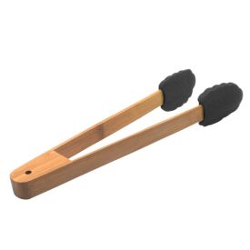 Pegador De Silicone Com Cabo Bambu Finecasa - Preto