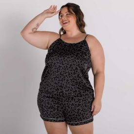 Pijama de Cetim Plus Size Com Alça Disney Quantum