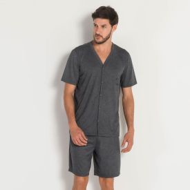 Pijama Masculino Aberto com Estampa Marc Alain Mescla