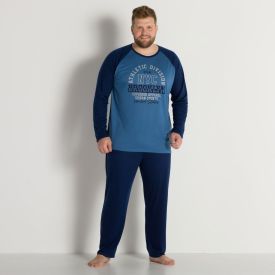 Pijama Varsity Manga Longa Marc Alain Plus Azul
