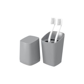 Porta Escova Dental Com Tampa New Square 20,8Cm - Cinza