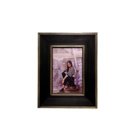 Porta Retrato Madeira 10X15cm Bw Quadros - Preto e Dourado