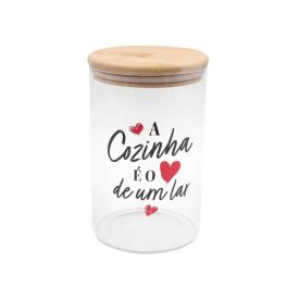 Pote De Vidro Estampado Com Tampa Em Bambu 1,3 Litro - Havan Casa