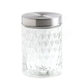 Pote De Vidro Redondo Com Tampa Havan Casa 1,2 Litros - Transparente e Prata