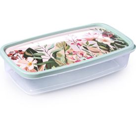 Pote Decorado Retangular 1,4L Plasutil - Floral 