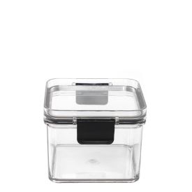 Pote Hermético Quadrado De Plástico Havan Casa 440Ml - Transparente e Preto