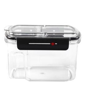 Pote Hermético Retangular De Plástico Havan Casa 1,65 Litros - Transparente e Preto