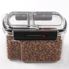 Pote Hermético Retangular De Plástico Havan Casa 1,65 Litros - Transparente e Preto