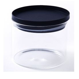Pote Hermético Vidro Redondo Havan Casa 450Ml - Preto e Transparente 
