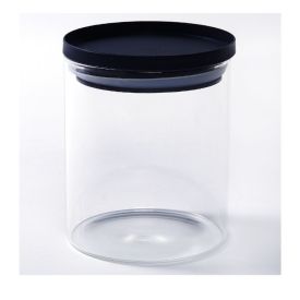 Pote Hermético Vidro Redondo Havan Casa 750Ml - Preto e Transparente 