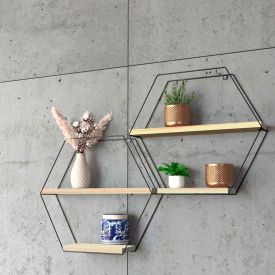 Prateleira Hexagonal Estilo 45X40 Cm Dicarlo - Pinus