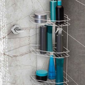 Prateleira De Banheiro Tripla Branca Arthi - Metal