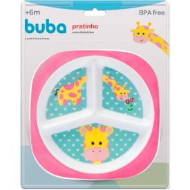 Prato Com Divisórias Animal Fun Buba - Girafa