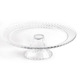 Prato De Bolo Com Pé Radial Lyor 31,5 Cm - Transparente
