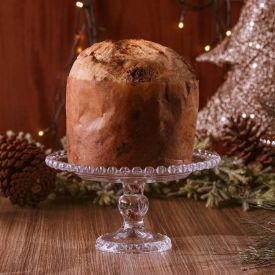 Prato De Bolo Redondo Com Pé Lyor Cristal Coração - Transparente