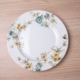 Prato Raso Blue Garden Havan Casa 28Cm - Branco e Floral