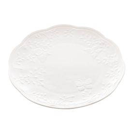 Prato Raso Lyor de Porcelana Butterfly 27Cm - Branco