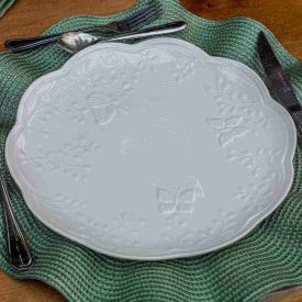 Prato Raso Lyor De Porcelana Butterfly 27Cm - Branco