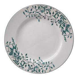 Prato Sobremesa Porcelana Aurora 20Cm Havan Casa - Branco E Verde