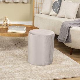 Puff Redondo Veludo 42 Cm Havan Casa - Champagne