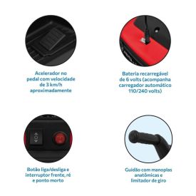 Quadriciclo Elétrico 6V Brinquedos Bandeirante - 2668 - Vermelho