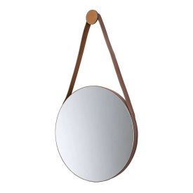Quadro De Espelho Com Alça De Couro Havan Casa 40Cm - Caramelo