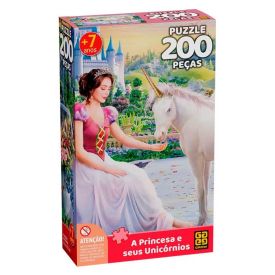 Quebra-Cabeça 200 Peças A Princesa E Seus Unicórnios Grow - 04243