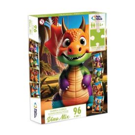 Quebra-Cabeça Dinossauro 4X1 96 Peças Pais & Filhos - 793016