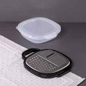 Ralador Quadrado Com Pote Coletor Inox Finecasa - Preto