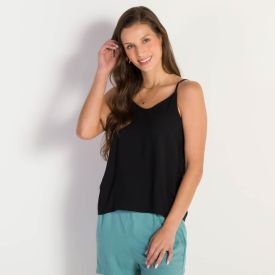 Regata Feminina De Alça Fina Viscose Patrícia Foster Preto