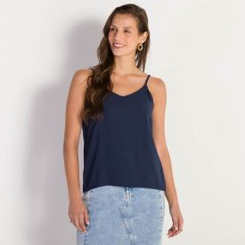 Regata Feminina De Alça Fina Viscose Patrícia Foster Azul Marinho