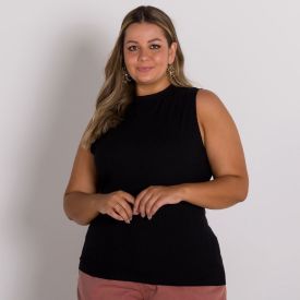 Regata Plus Size Gola Alta Canelada Patricia Foster Mais