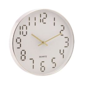 Relógio De Parede Lyor 30,5 Cm - Quartz Branco Com Dourado