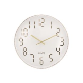 Relógio De Parede Lyor 30,5 Cm - Quartz Branco Com Dourado