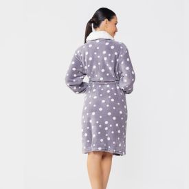 Roupão Adulto P Microfibra Elegance Havan Casa - Poa Cinza