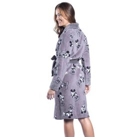 Roupão Adulto Feminino Microfibra M Disney - Mickey Cinza