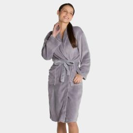 Roupão Adulto M Microfibra Paris Havan Casa - Cinza Amianto