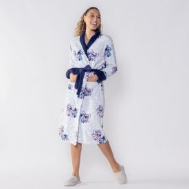 Roupão Adulto Unissex Disney Microfibra P - Stitch e Angel