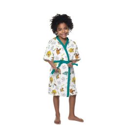 Roupão Infantil Felpudo Pp Estampado Lepper 1 Pç - Diverssauro Verde